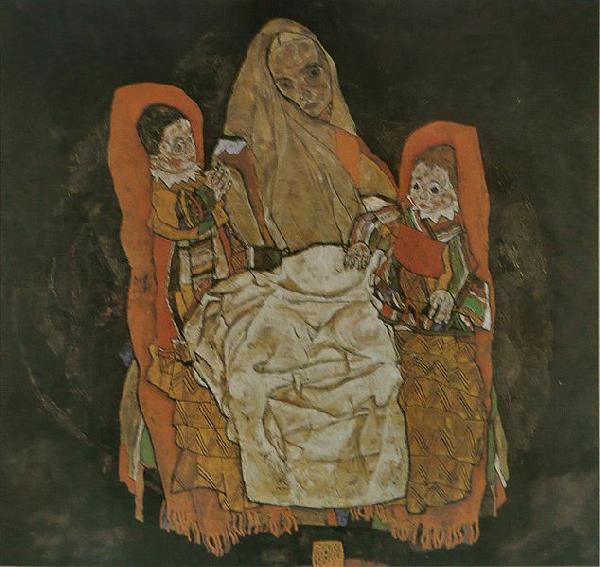 Egon Schiele Mutter mit zwei Kindern oil painting image